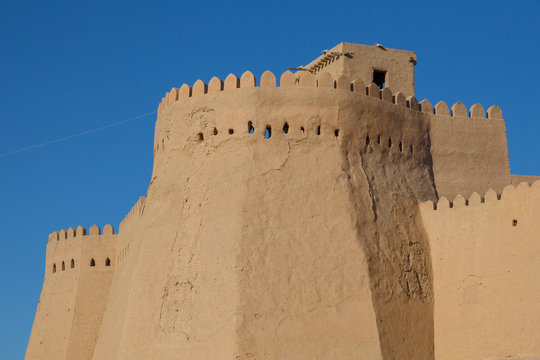 The watch tower above the khuna ark in Khiva, Uzbekistan