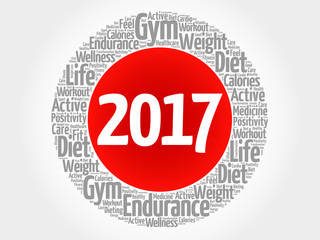 2017 word cloud collage, health concept background