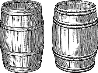Vintage illustration wooden barrel - 127503183