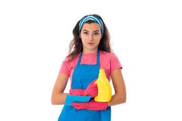 young maid woman with cleansers