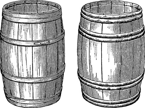 Vintage Illustration Wooden Barrel