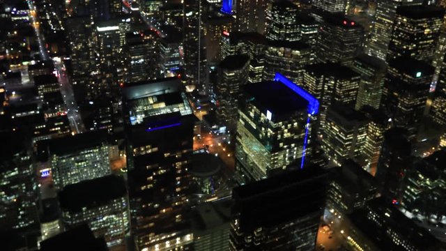 4K UltraHD Wide aerial timelapse over Toronto at night 