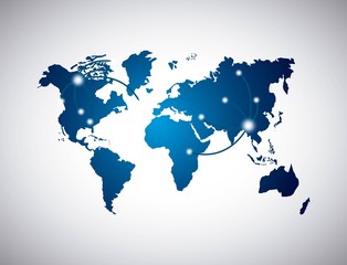 blue world map over white background. vector illustration