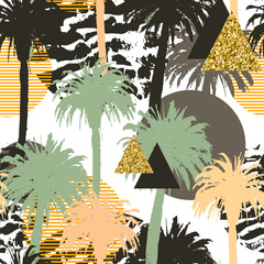Tropical palm trees seamless background