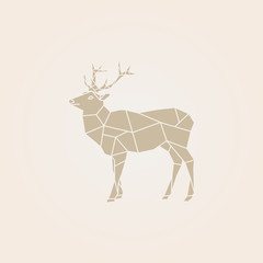 Polygonal illustration. Vector low poly brown deer.