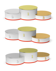 Round winners podium with empty metal places