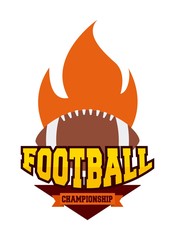 american football championship with ball in flames icon. colorful design. vector illustration