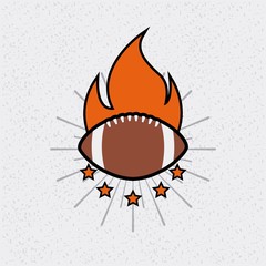 american football ball with decorative flames and stars. colorful design. vector illustration