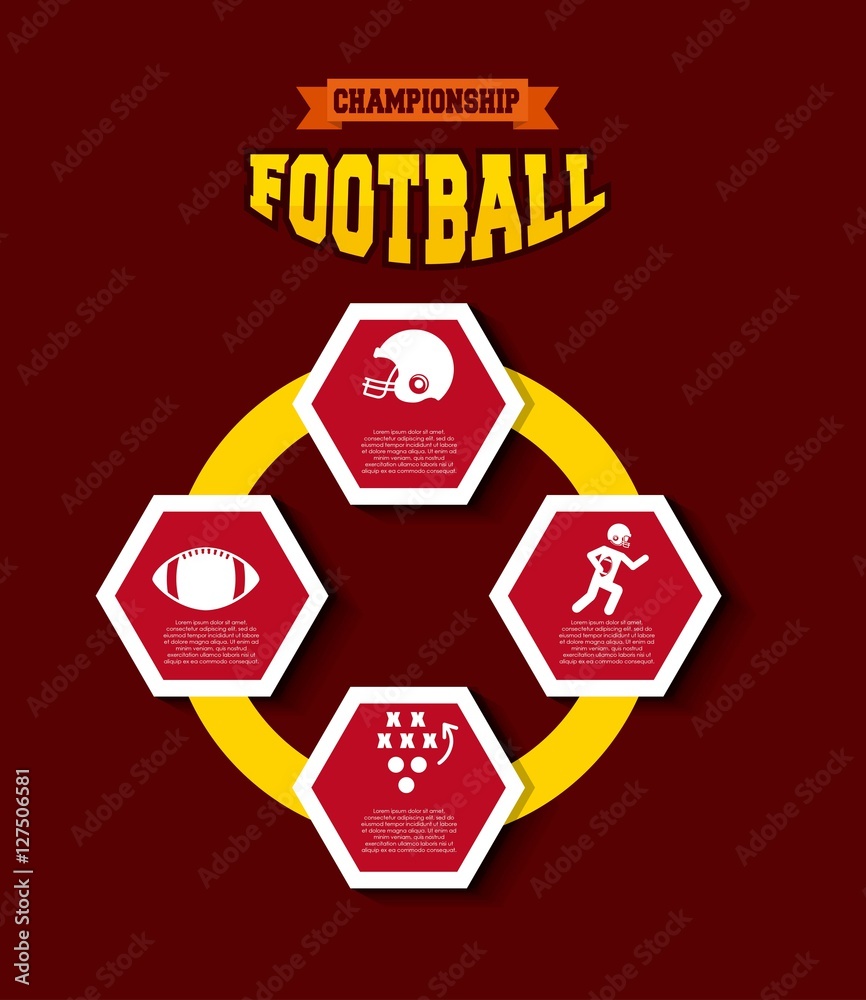 Wall mural infographic presentation of american football  sport with red background. colorful design. vector illustration