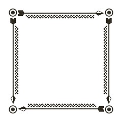 decorative square frame. boho style design. vector illustration
