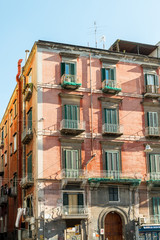 Street view of old town in Naples city, italy Europe