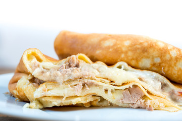 Homemade french buckwheat galette on the table
