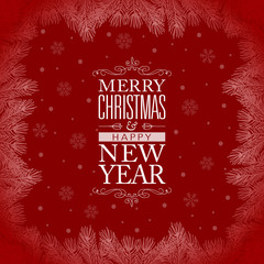 Merry Christmas and Happy New Year. Vector Illustration with Hand Lettered Text and Hand Drawn Illustrations.