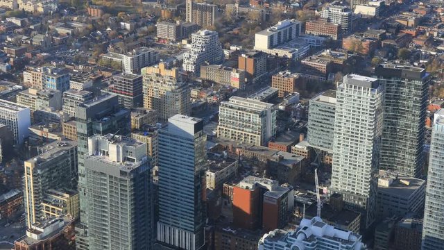 4K UltraHD Aerial view over Toronto, Canada streets