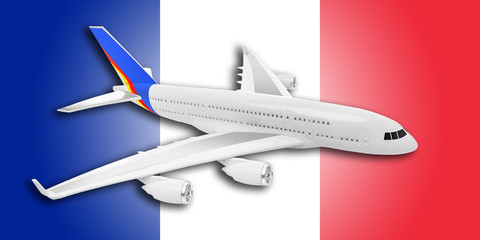 Plane and France flag.