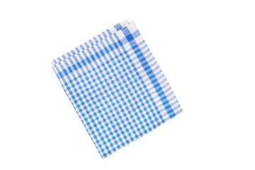 Blue table napkin (towel) on white background isolated