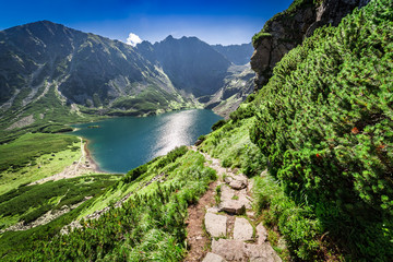 View to Czarny Staw Gasienicowy at dawn in summer, Tatras © shaiith