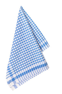Blue table towel on white background isolated