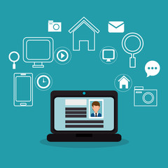 laptop profile page internet media vector illustration eps 10