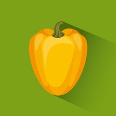 yellow pepper vegetable food icon over green background. vector illustration