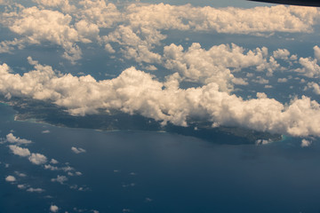 Fototapeta premium South America and Caribbean Sea from an airplane window above