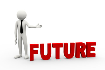 3d businessman with word future