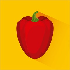 red pepper vegetable food icon over yellow background. vector illustration
