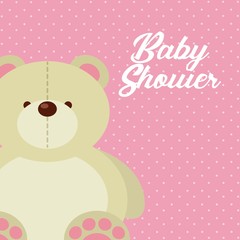 baby shower card with cute bear icon. colorful design. vector illustration