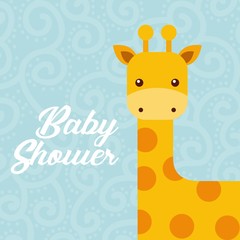 baby shower card with cute giraffe icon. colorful design. vector illustration