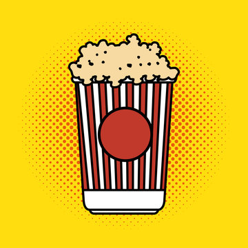pop corn bucket pop art design vector illustration eps 10