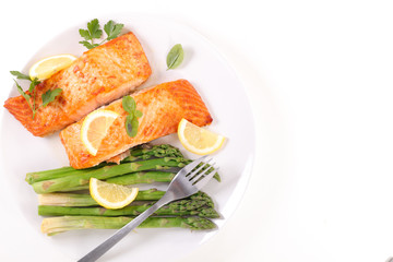 grilled salmon fish with asparagus