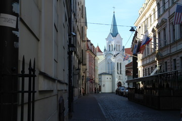 Obraz premium Backstreet in Old Town of Riga, Latvia