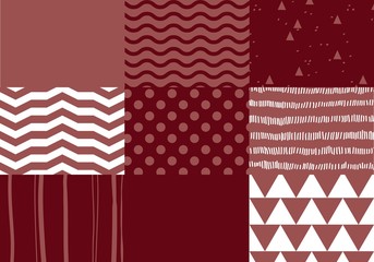 Obraz premium Set of marsala colored seamless patterns.
