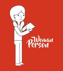 cartoon woman person standing over red background. vector illustration