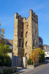Fototapeta na wymiar Oberwesel am Rhein, Koblenzer Torturm. November 2016. 