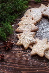 Christmas cookies on the wooden background