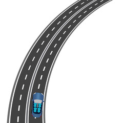 Naklejka premium The road, the highway perspective. The car on the road. illustration