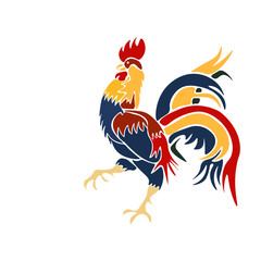  Image multicolored coming rooster on a white background