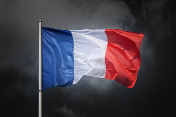 Flagge Frankreich dunkler Hintergrund plastischer Bildlook