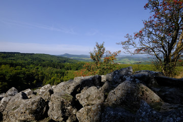 Blockschutthalde am Schafstein, Biosphärenreservat Rhön, Hessen, Deutschland