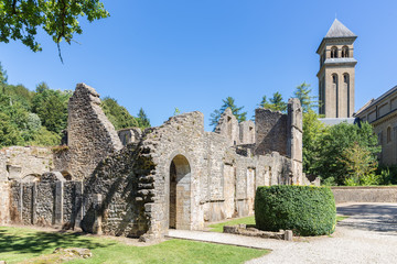 Fototapeta na wymiar Ruins Orval Abbey in Belgian Ardennes.