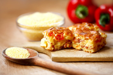 pie with corn flour and fresh pepper