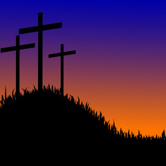 Three crosses on a hill vector