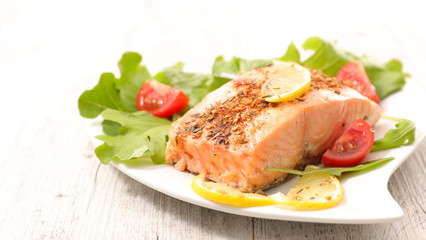 grilled salmon and vegetable