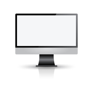 Computer display with empty white screen front view