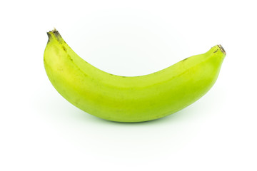 green bananas isolated on white background