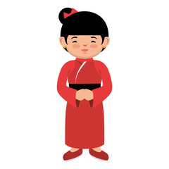 lovely girl red kimono japanese icon graphic vector illustration eps 10