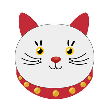lucky cat hold coin japan icon vector illustration eps 10