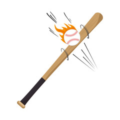 cartoon bat ball flame baseball icons vector illustration eps 10
