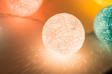 New year still life with garlands and cup of tea